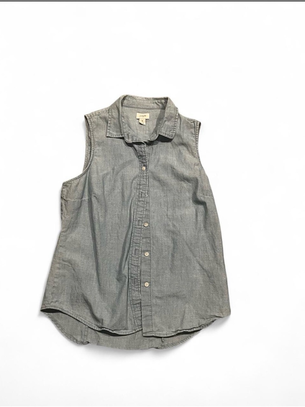 J. Crew Sleeveless Chambray Button-Down Top in Light Blue